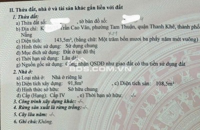 Bán đất TRẦN CAO VÂN - 2 MẶT KIỆT – Trung tâm Đà Nẵng